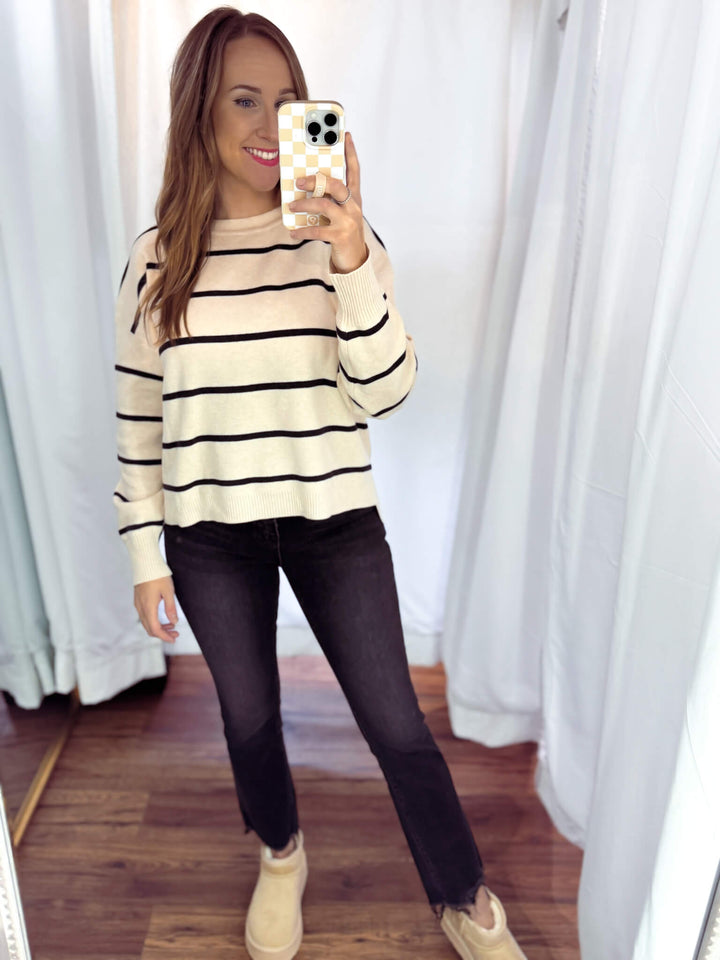 Stripe Crewneck Boxy Sweater