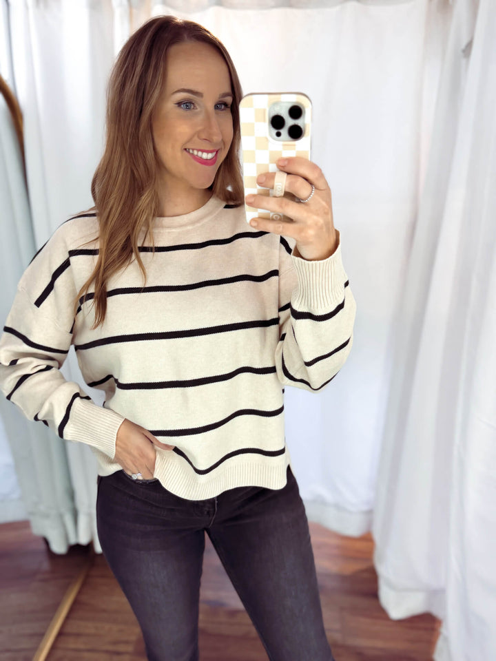 Stripe Crewneck Boxy Sweater