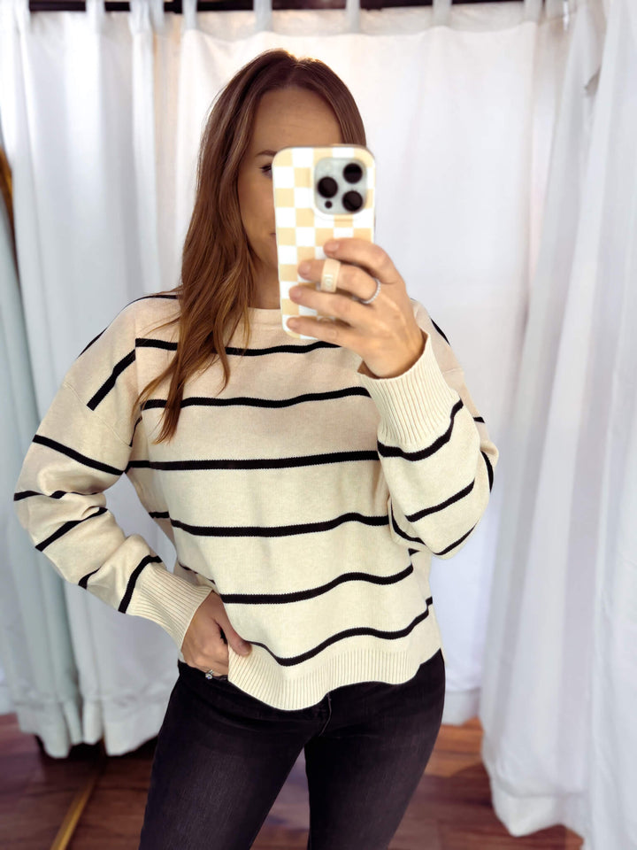 Stripe Crewneck Boxy Sweater