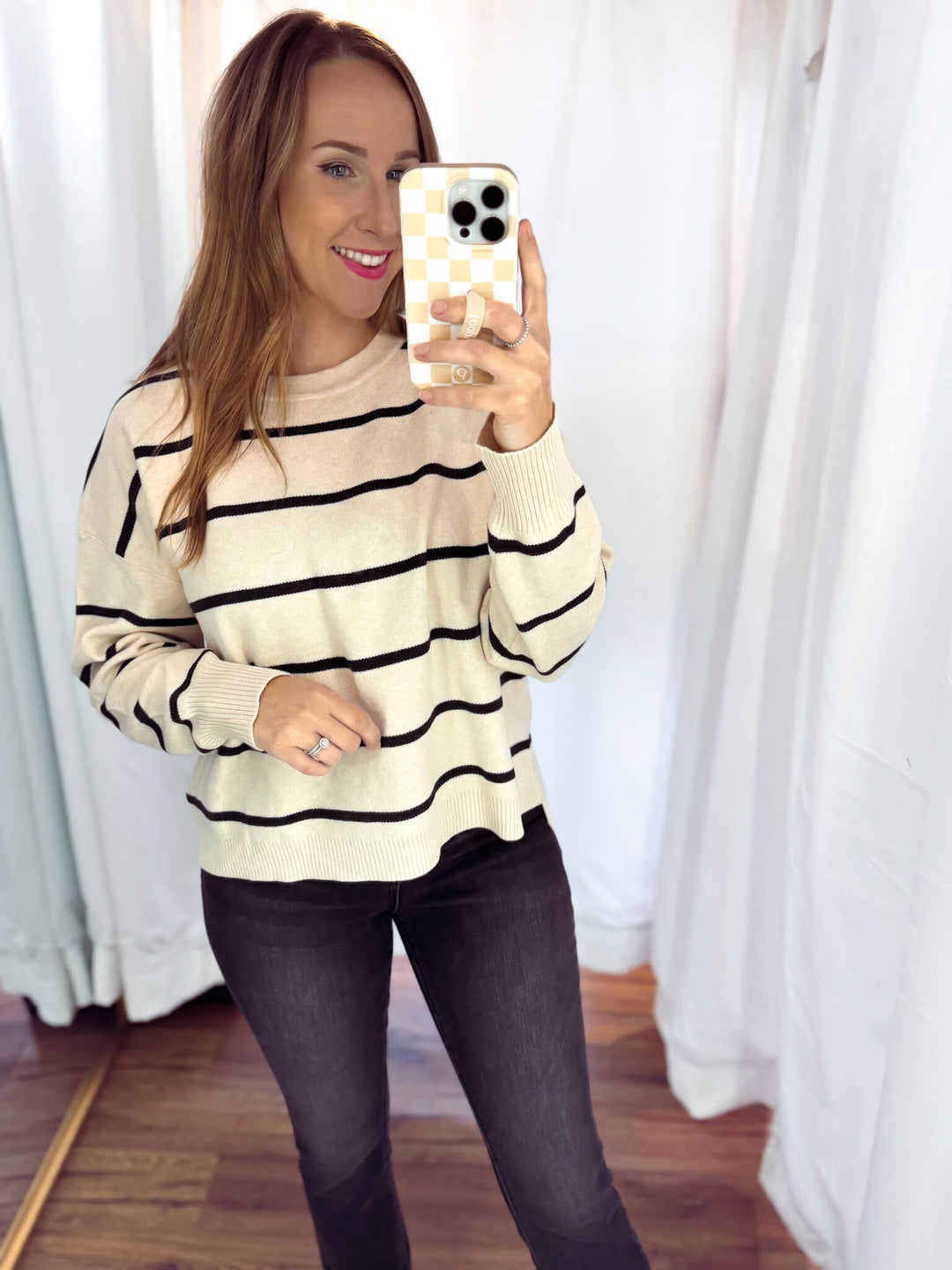 Stripe Crewneck Boxy Sweater