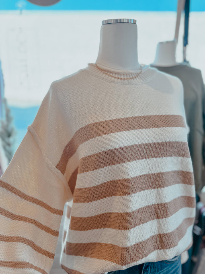 Taupe Striped Sweater