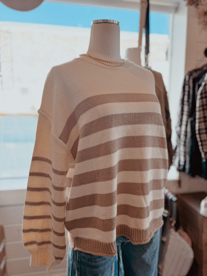 Taupe Striped Sweater