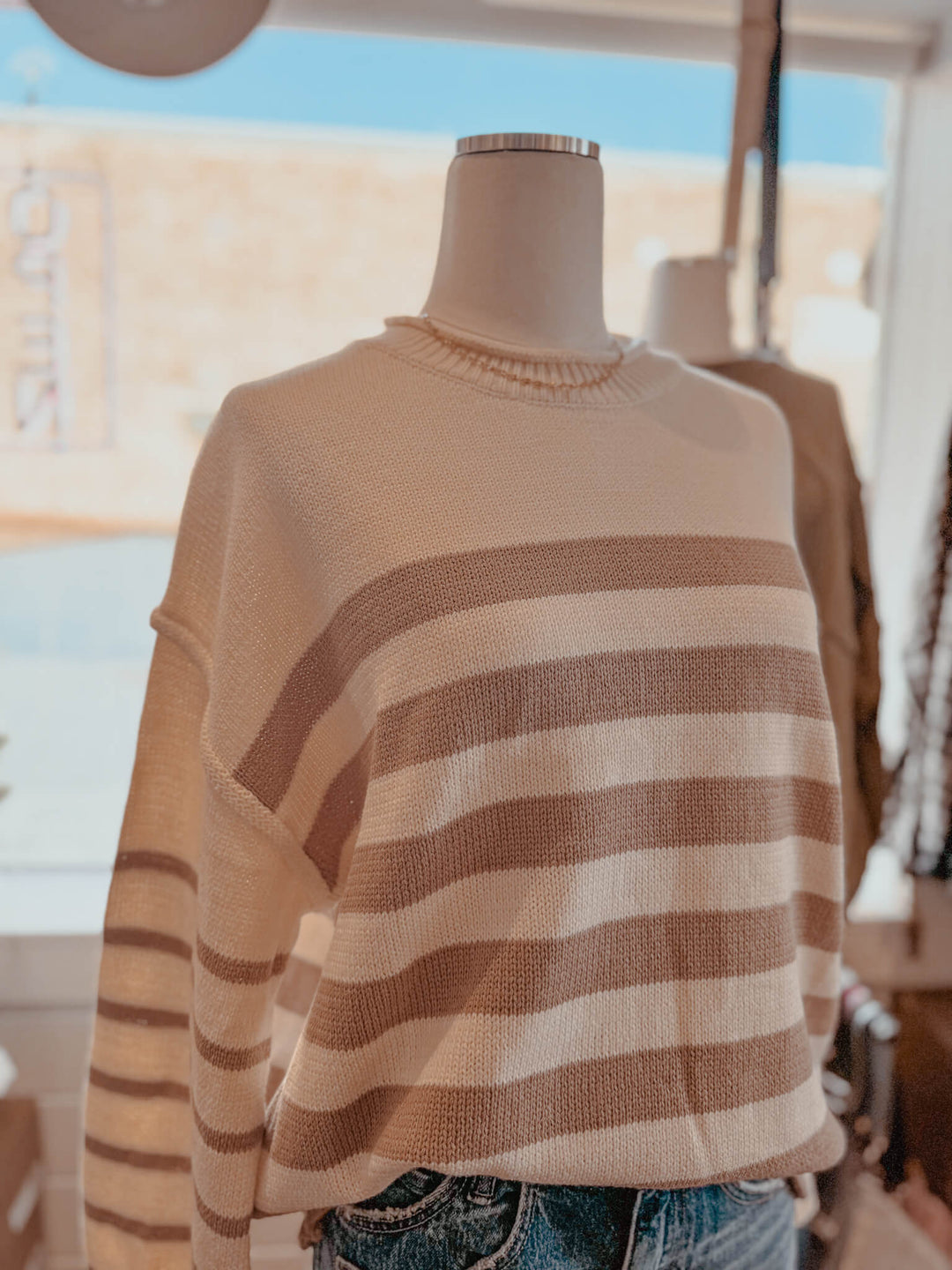 Taupe Striped Sweater