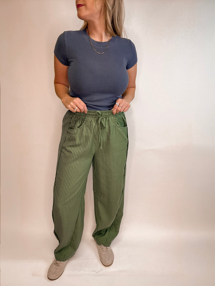 Rowan Striped Barrel Drawstring Pants