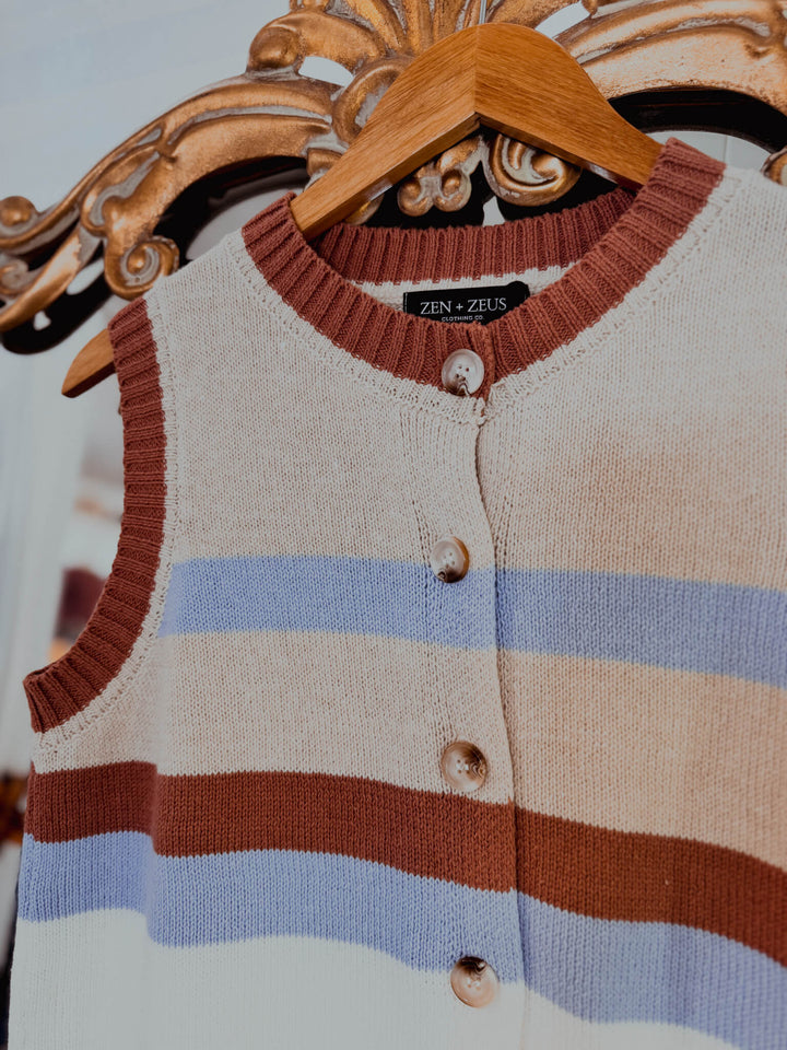 Skyline Striped Button Sweater Vest