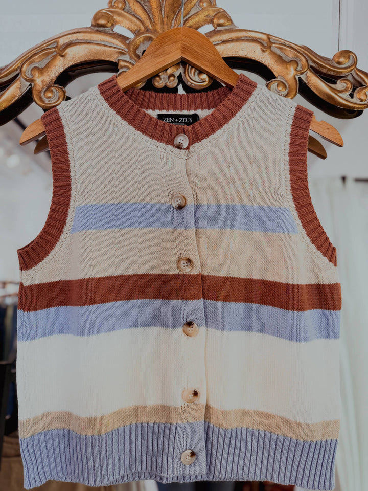 Skyline Striped Button Sweater Vest