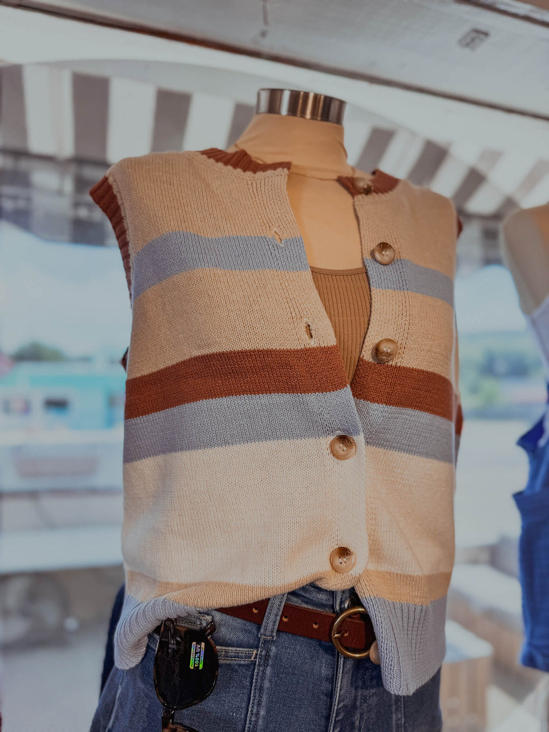 Skyline Striped Button Sweater Vest