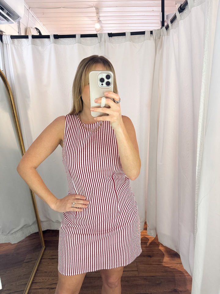 Sleeveless Striped Mini Dress