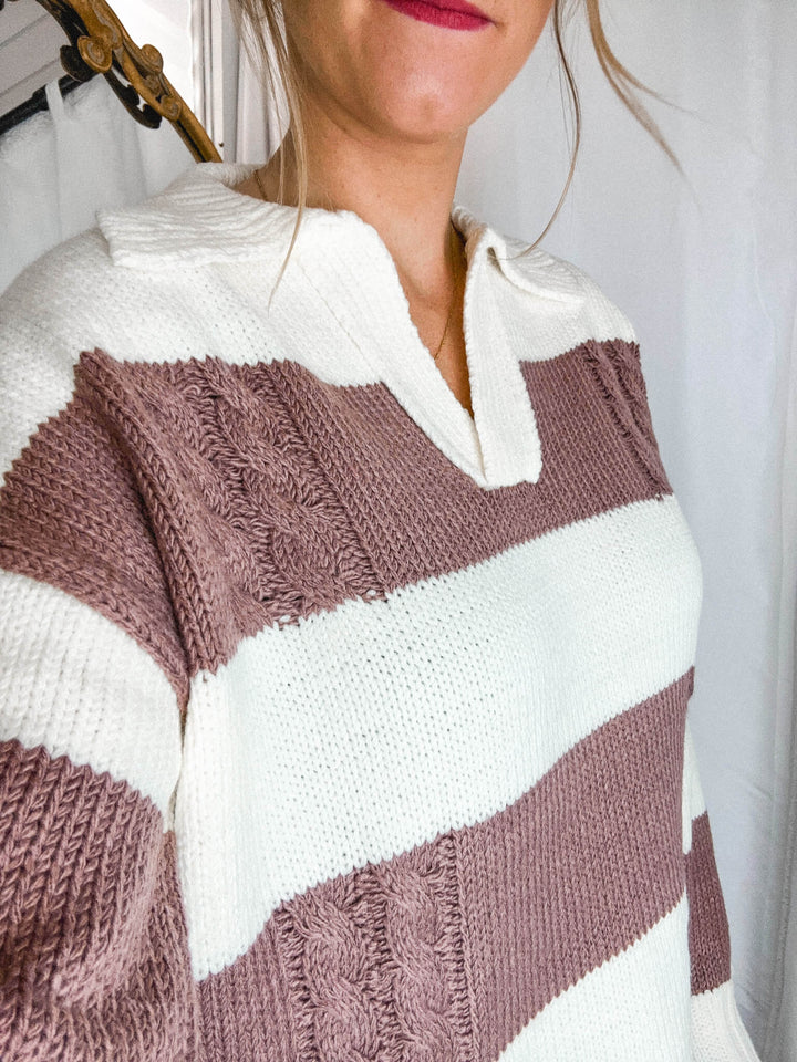 Oakley Cable Knit Sweater in Mauve