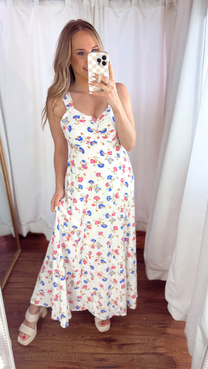 Sweetheart Floral Midi Dress