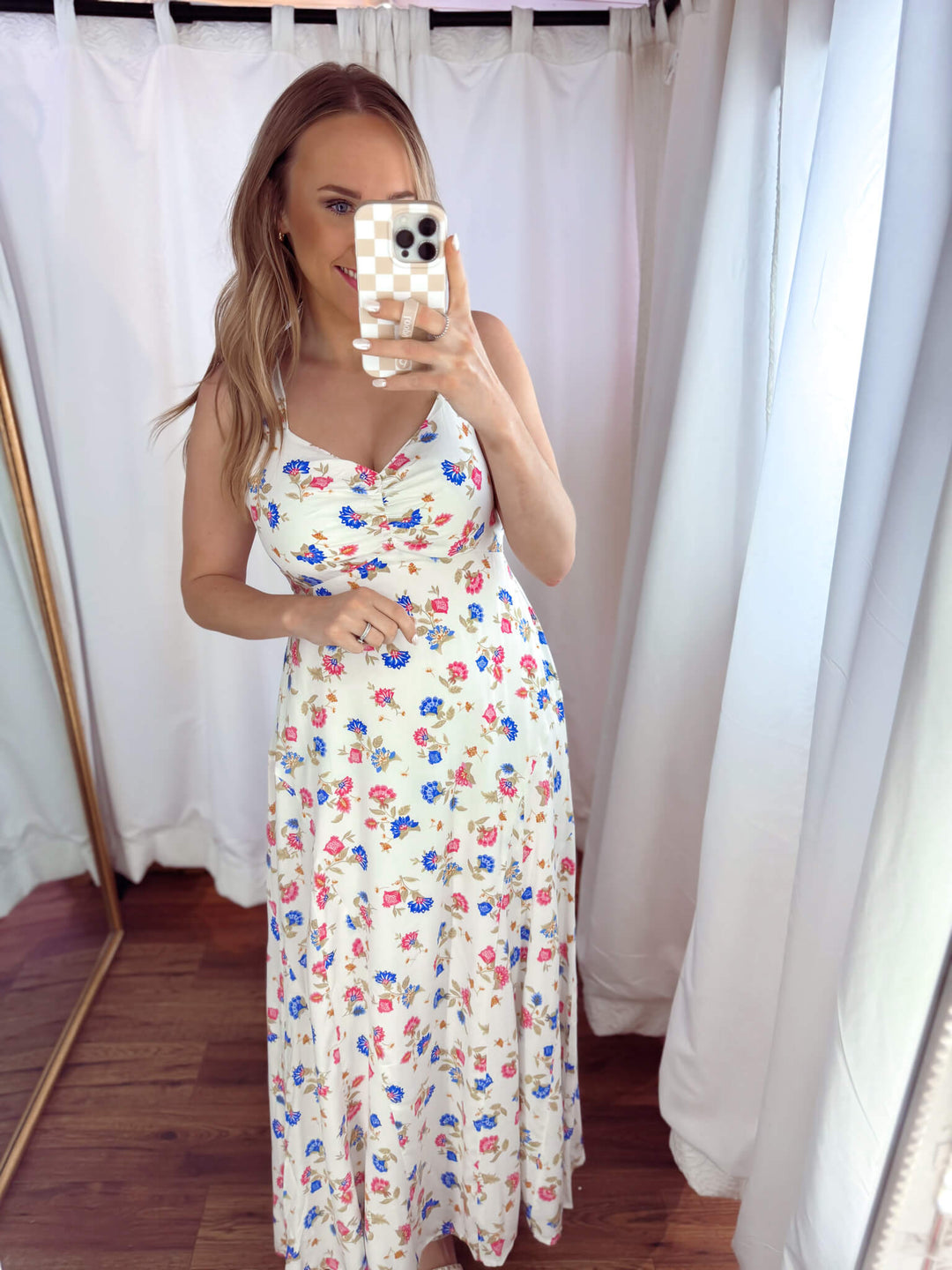 Sweetheart Floral Midi Dress