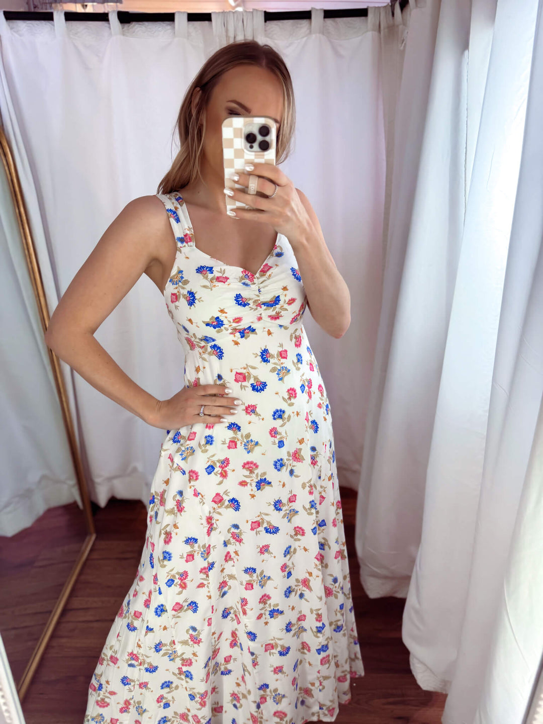 Sweetheart Floral Midi Dress