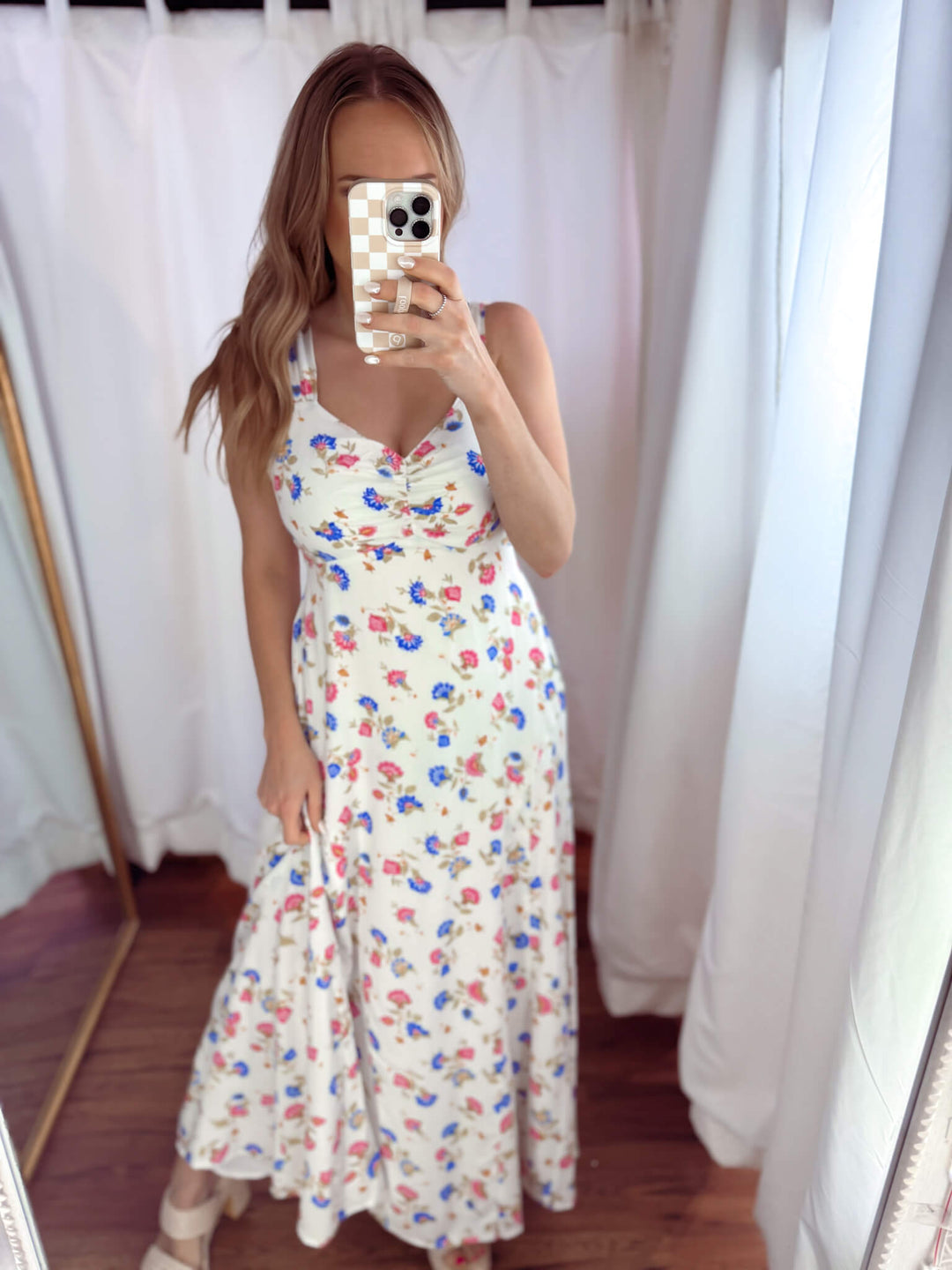 Sweetheart Floral Midi Dress