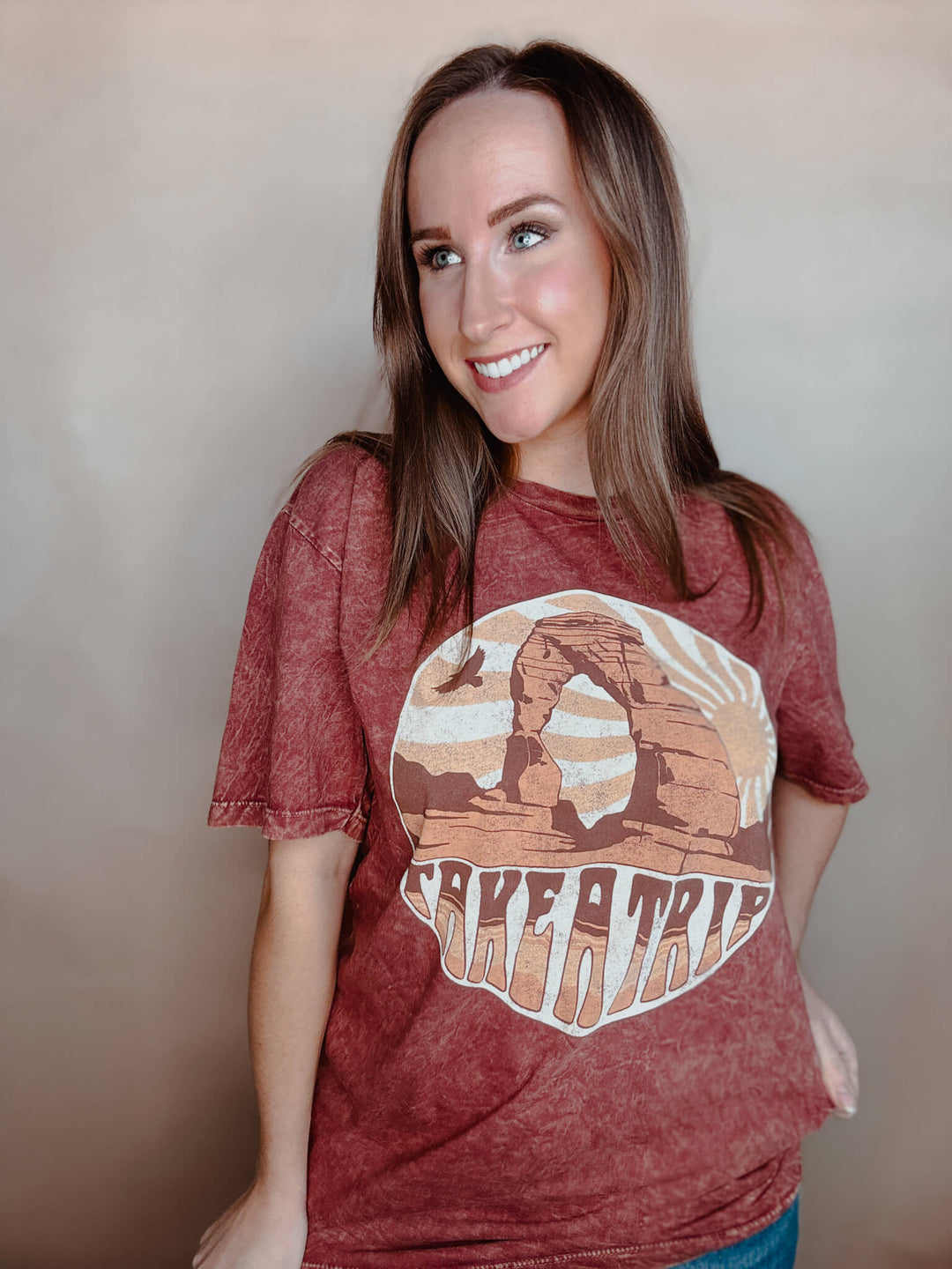 Take a Trip Mineral Wash Boyfriend Graphic Tee