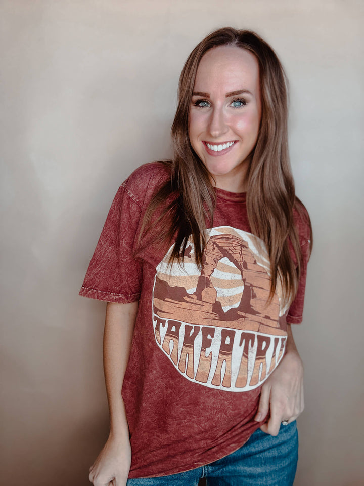 Take a Trip Mineral Wash Boyfriend Graphic Tee