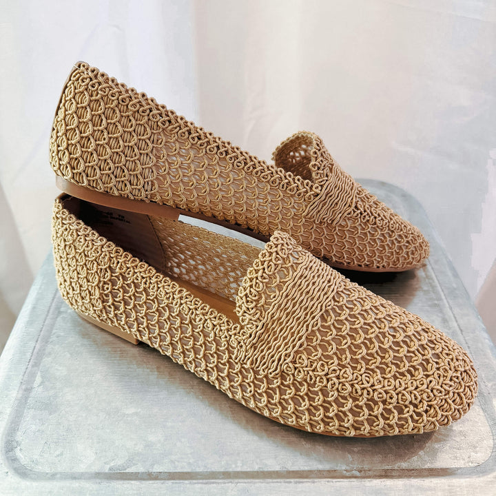 Tan Woven Loafer Flat