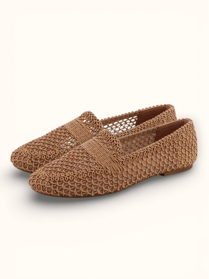 Tan Woven Loafer Flat