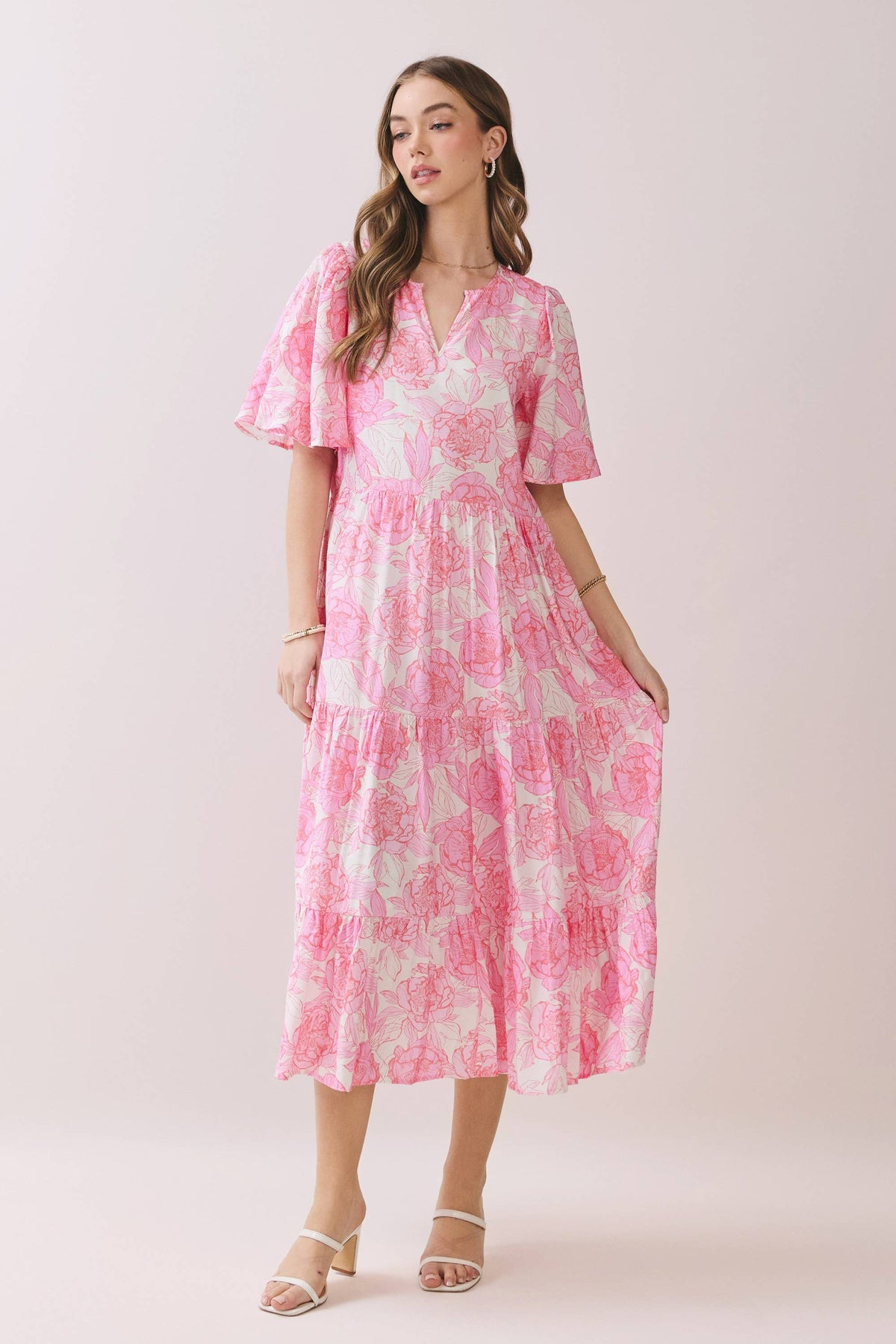 baby doll midi dress Ester Tiered Linen Midi Dress Shop American Threads Online Boutique