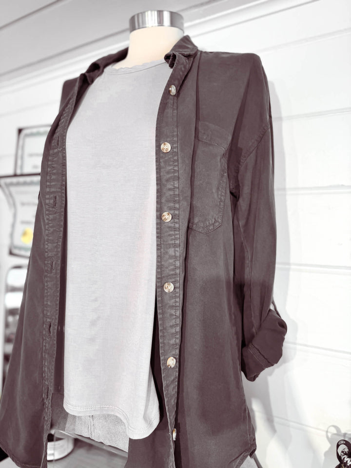 Relaxed Fit Tencel Button Up Shirt