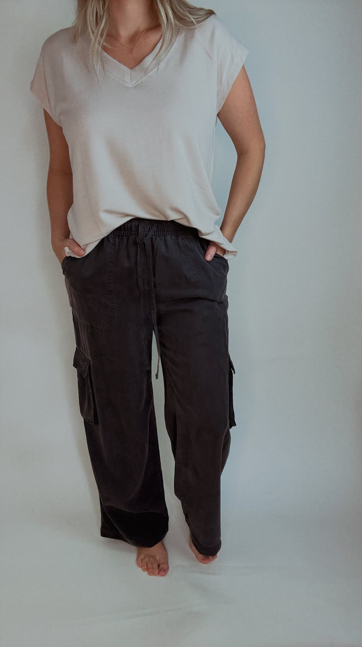 High Rise Wide Leg Cargo Pants