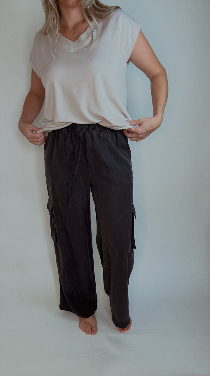 High Rise Wide Leg Cargo Pants