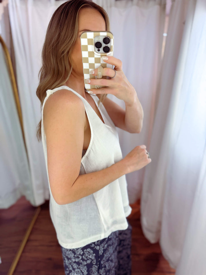 Elevated V Neck Knotted Tank