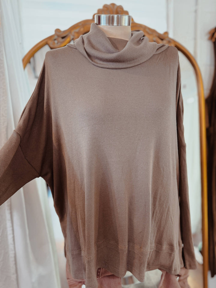 Mocha Turtleneck Knit Top