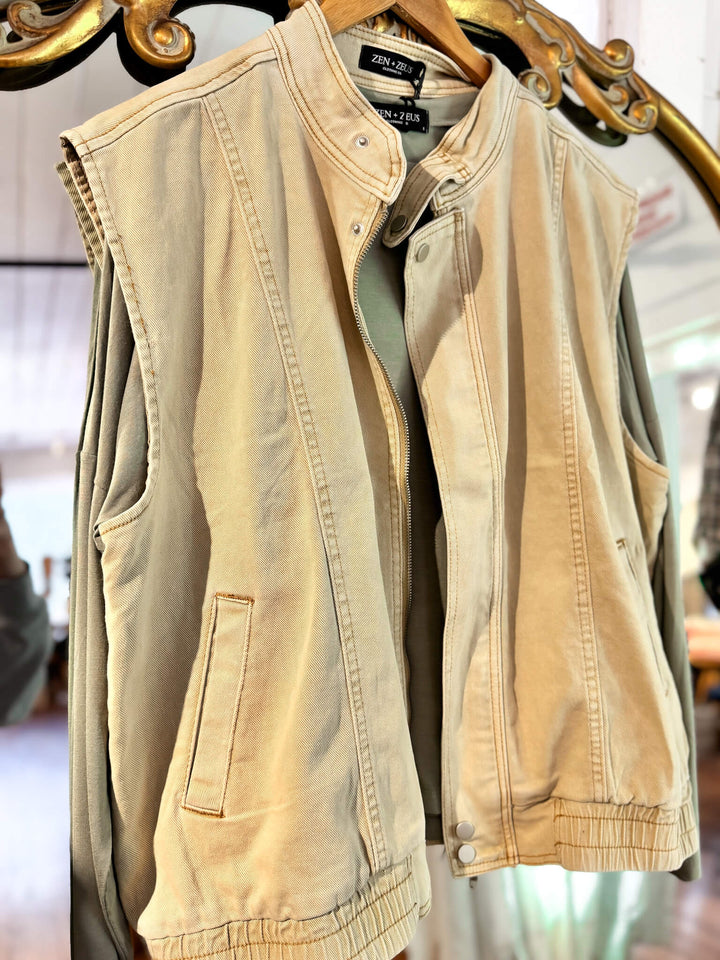Earthbound Denim Vest in Sandstone