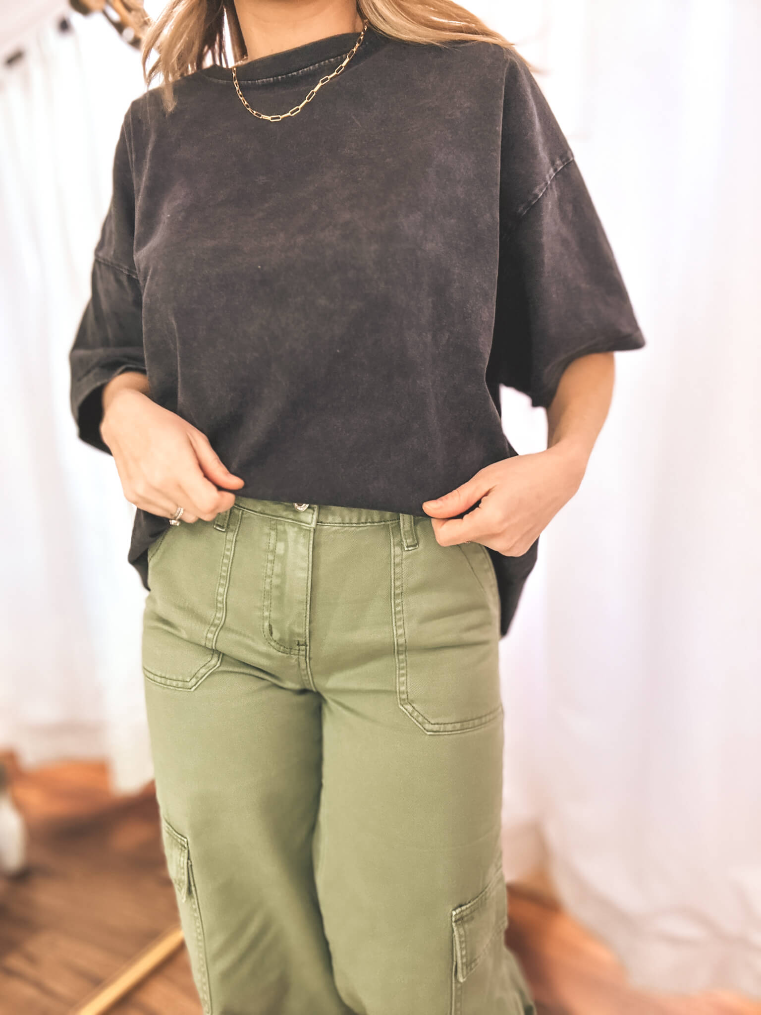 Vervet Army Green Wide Leg High Rise Utility Cargo Jean – Zen +