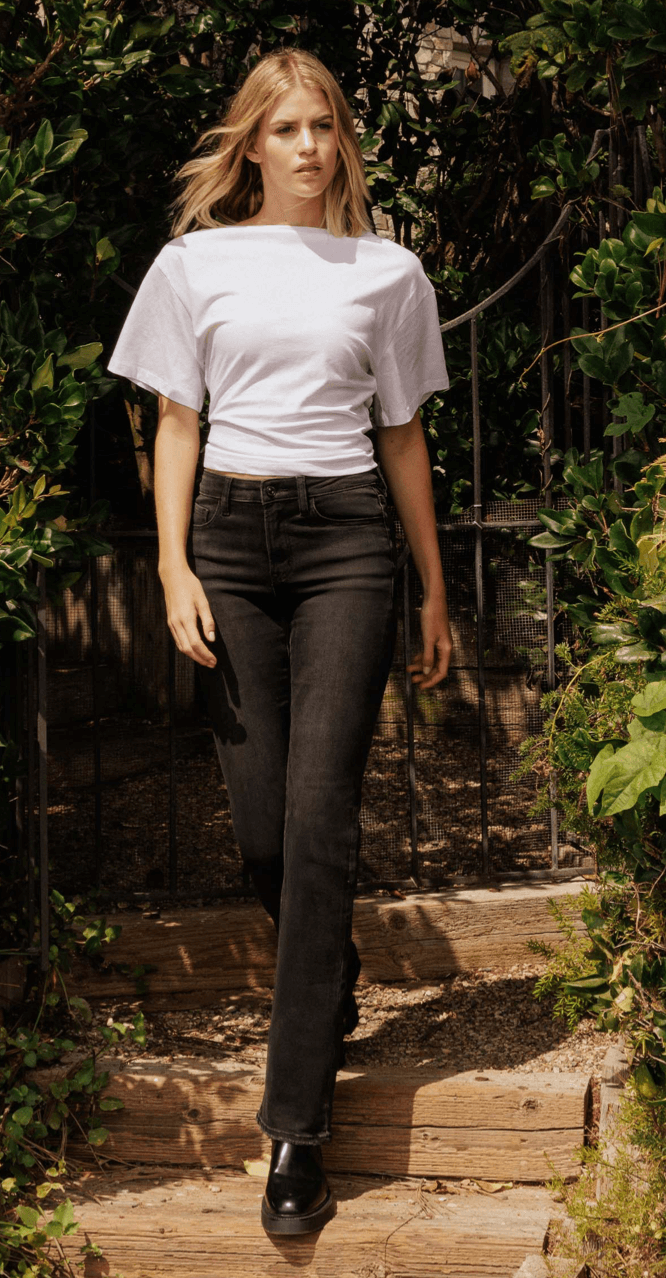 High Rise Full Length Black Bootcut Jeans