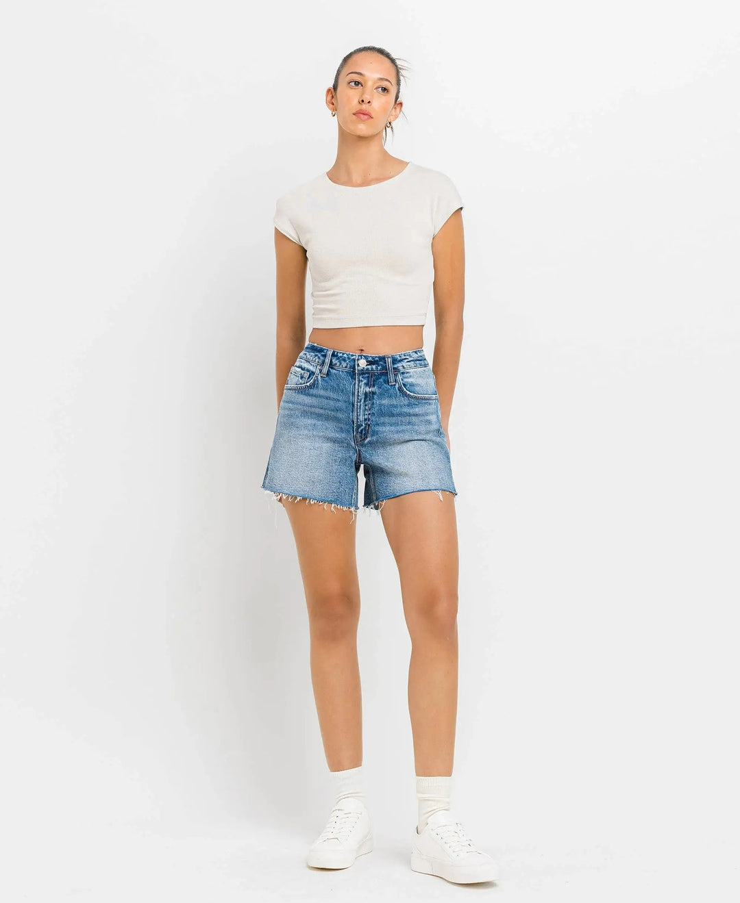 Inner Circle High Rise A-Line Denim Shorts