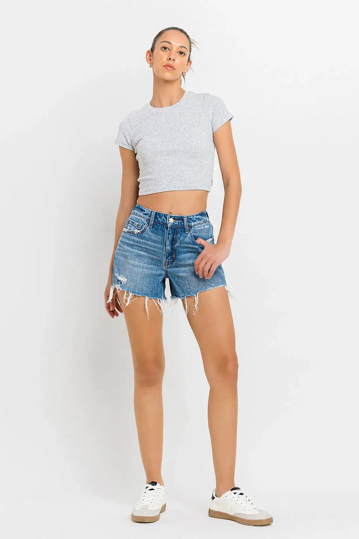 Enchanted High Rise A-Line Denim Shorts