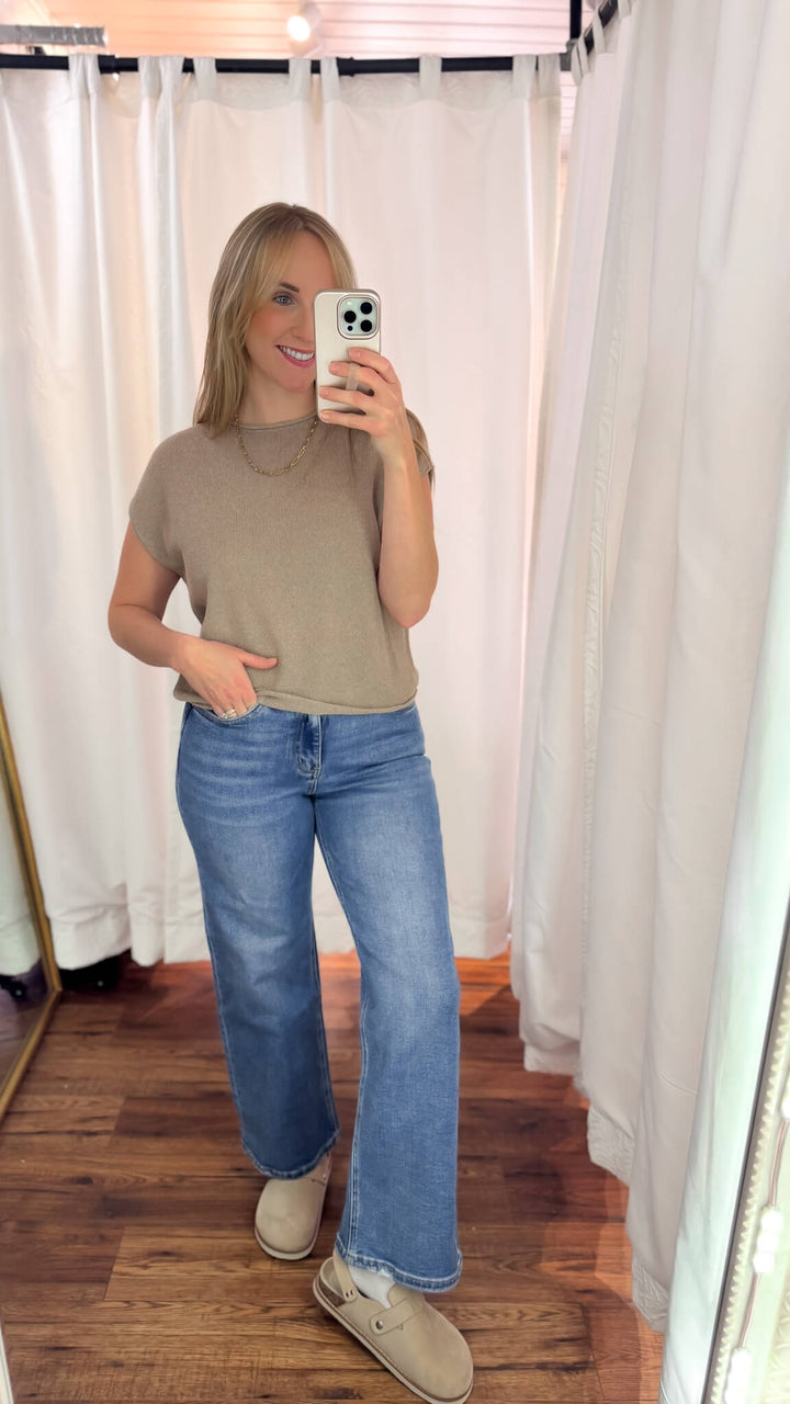 Blue Soul High Rise Crop Wide Leg Jeans