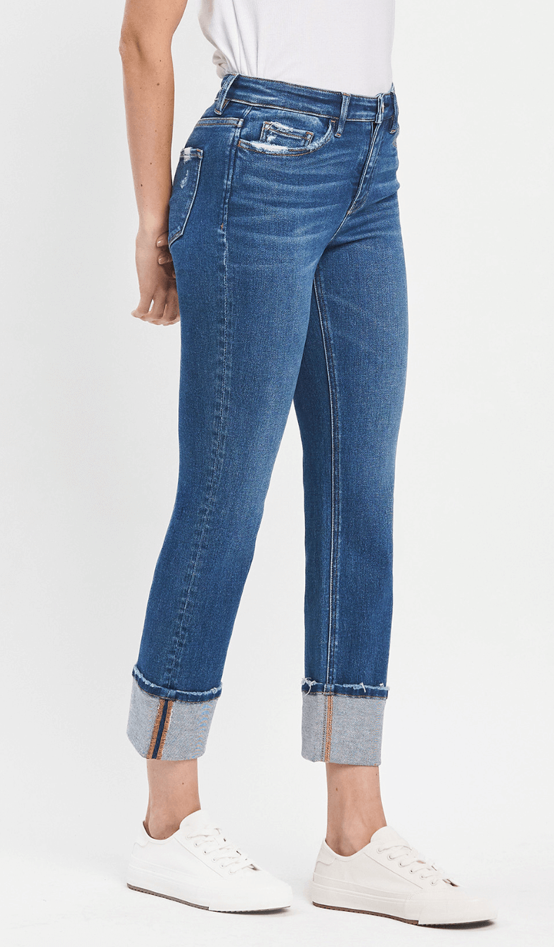 Jeanne High Rise Stretch Slim Straight Cuff Jean