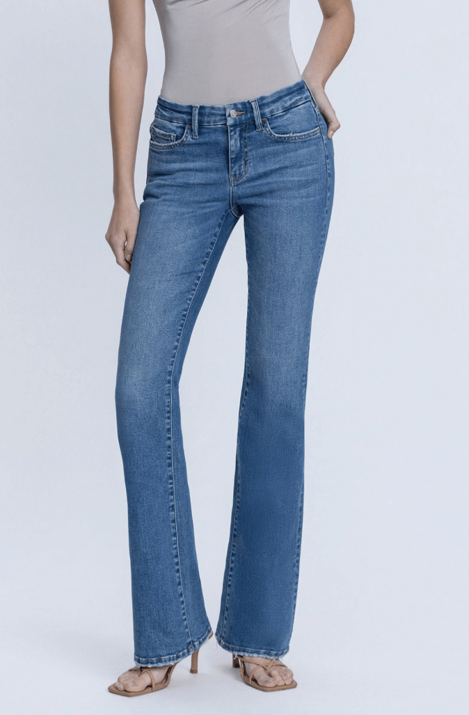 Mid Rise Seamless Waistband Bootcut Jeans