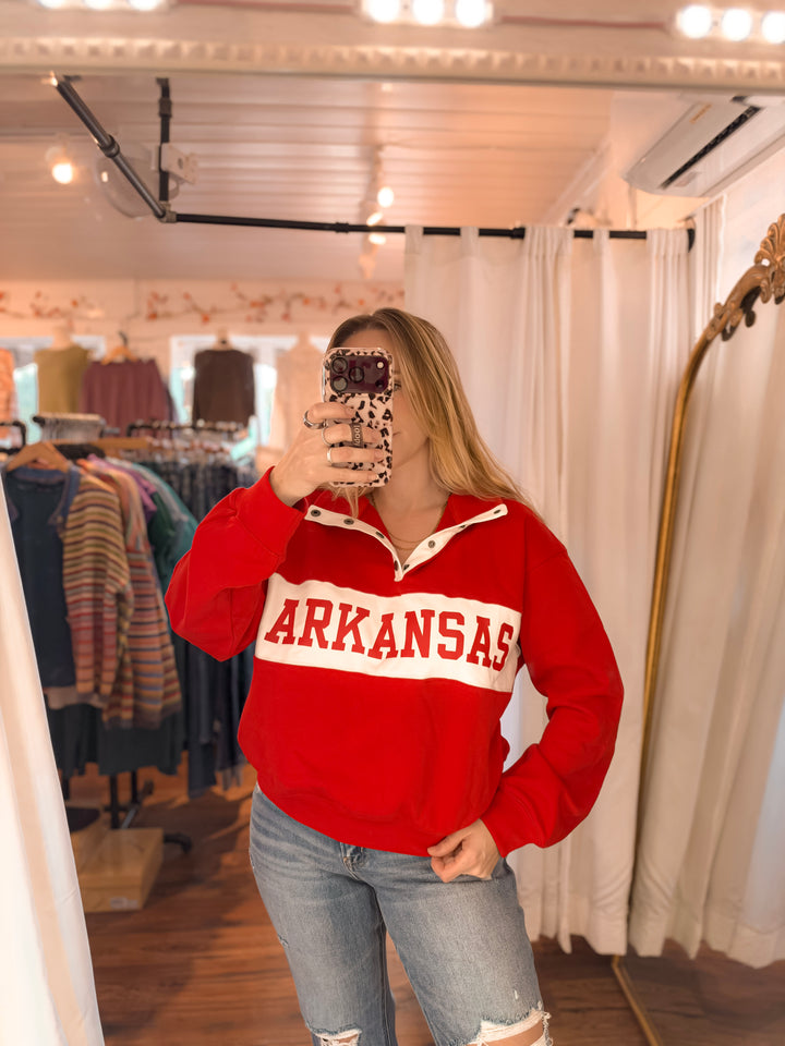 Arkansas Red/White Varsity Pullover