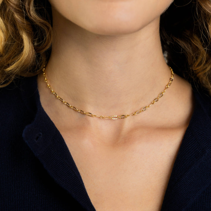 18K Gold Modern Paperclip Necklace