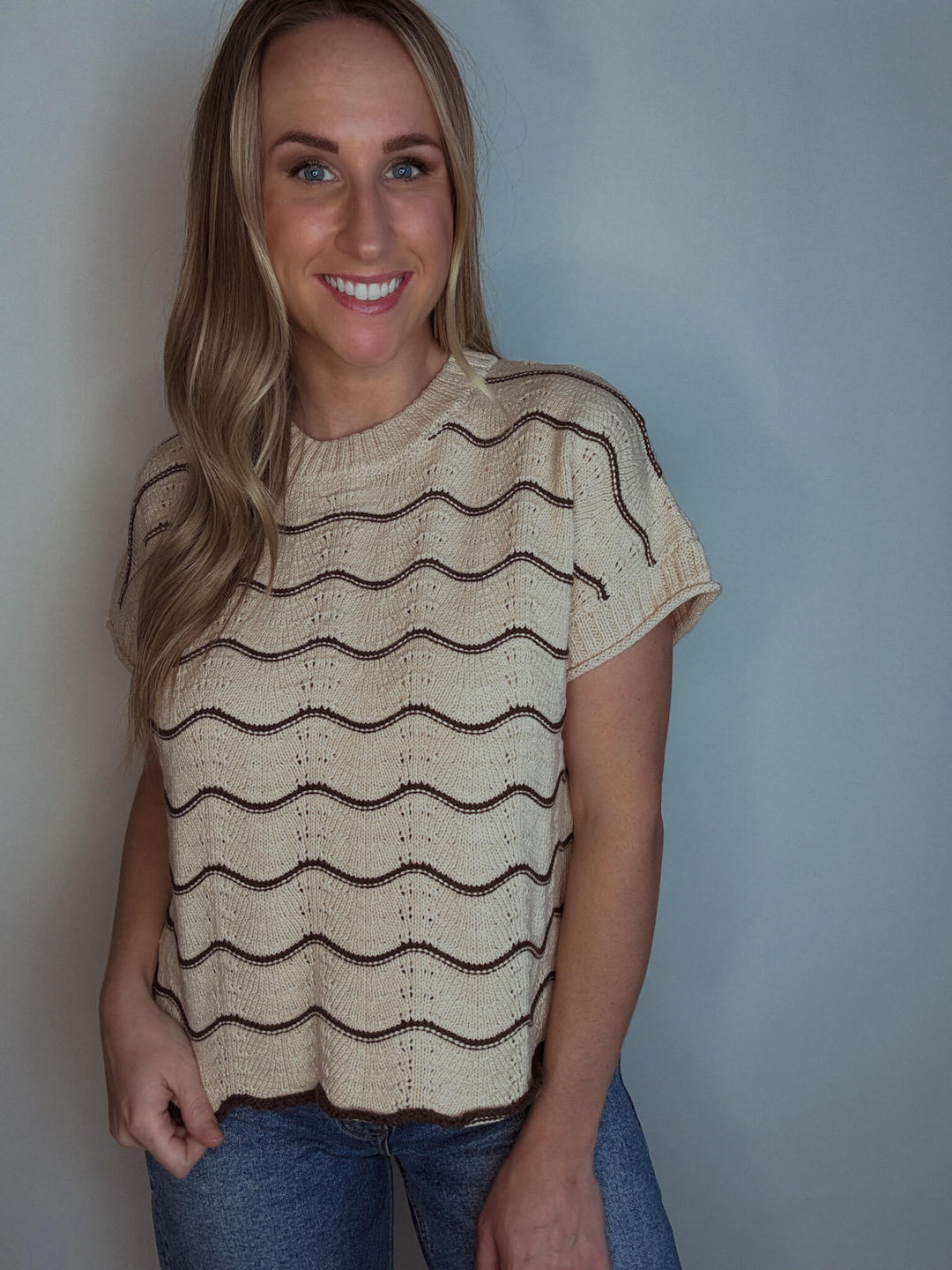 Stripe & Scallop Knit Sweater