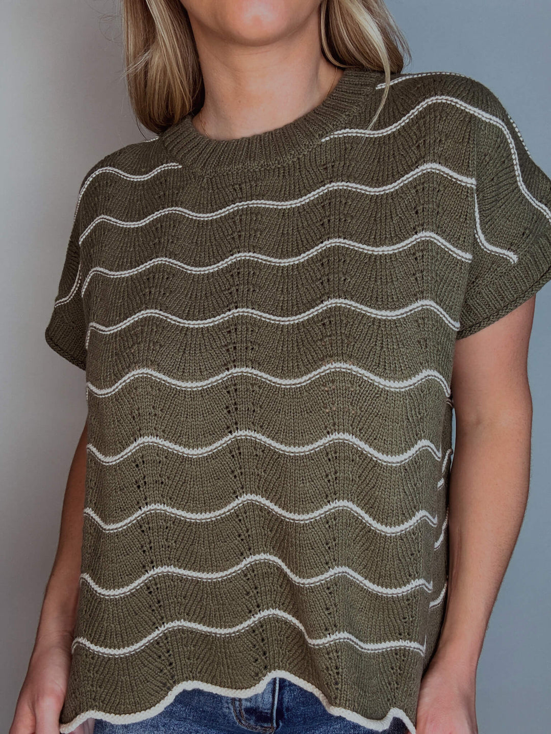 Stripe & Scallop Knit Sweater