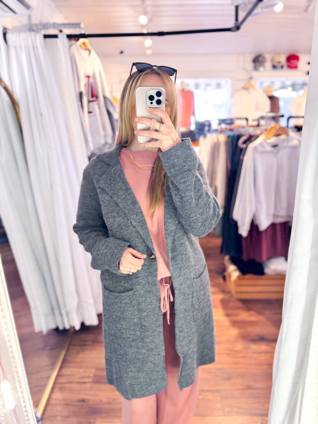 Charcoal Coatigan with Pockets