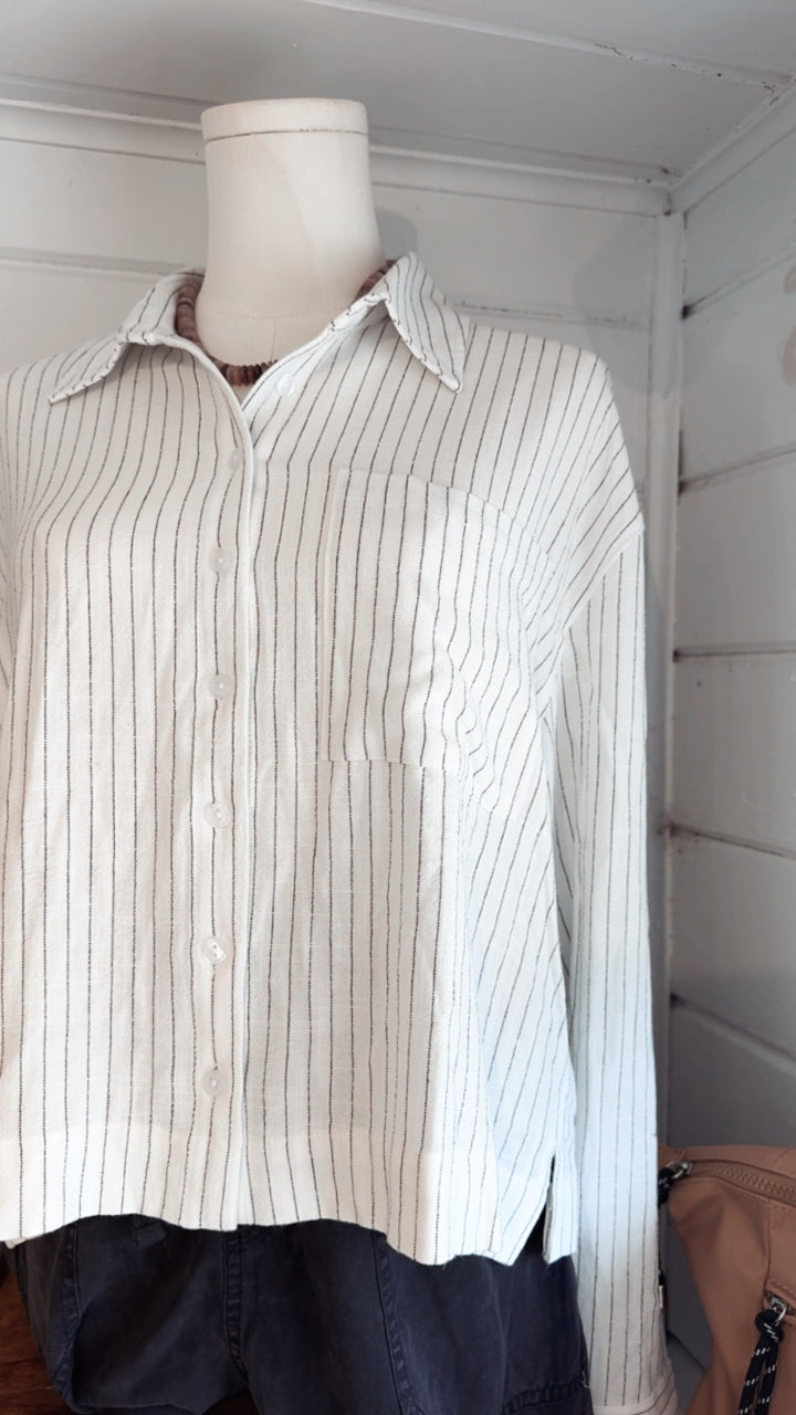 Clean Lines Linen Button-up Top