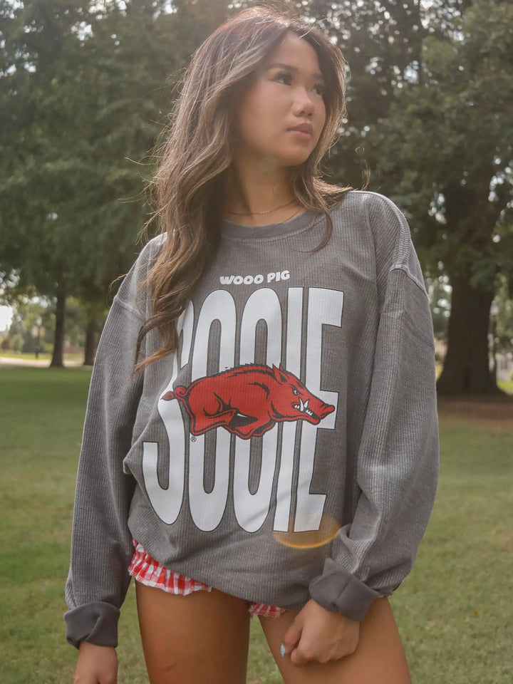 Woo Pig Sooie Grey Corded Sweatshirt