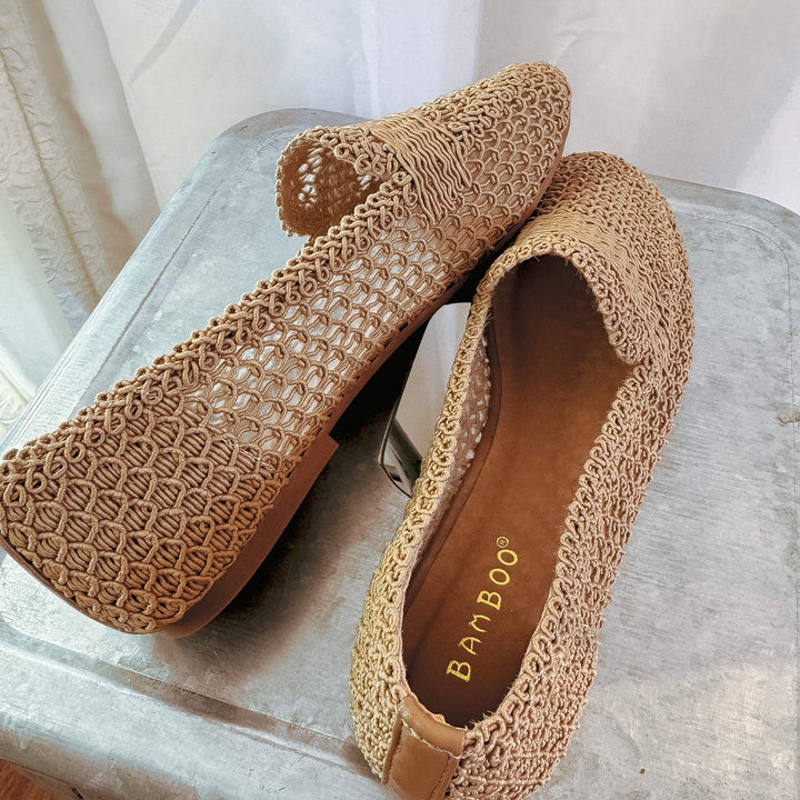 Tan Woven Loafer Flat