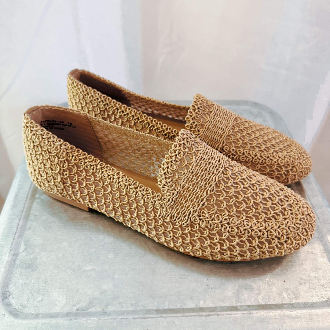 Tan Woven Loafer Flat