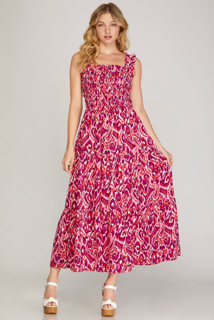 Fuchsia Tiered Maxi Dress