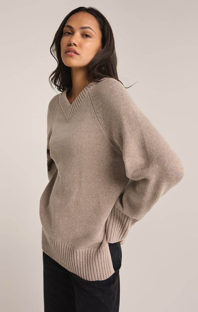 Z SUPPLY: Boulevard V-Neck Sweater - Heather Taupe – Zen +