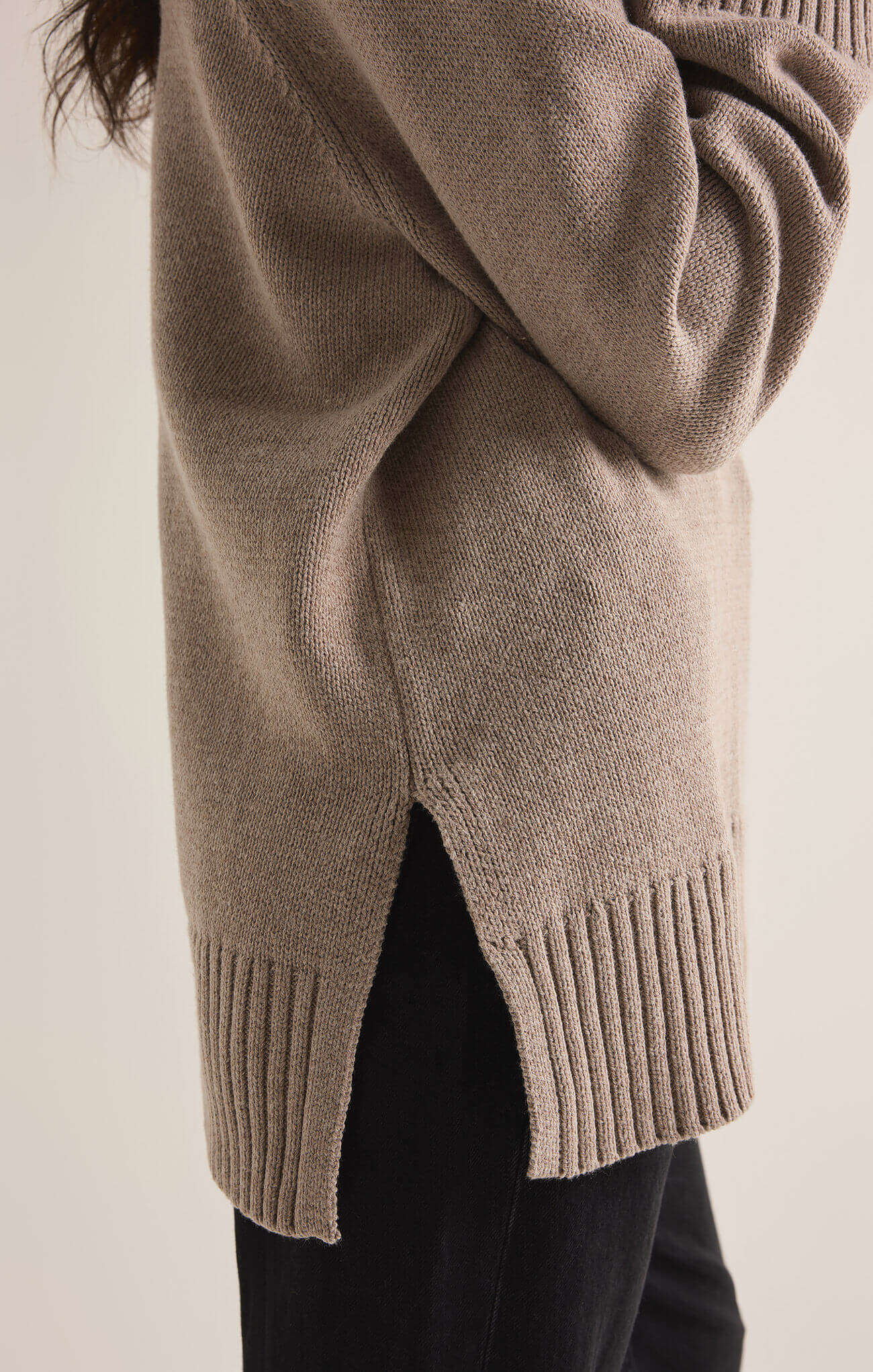 トップス W/Si/Ca 18G V Neck Knit HEATHER MOCHA W/Si/Ca 18G V Neck Knit HEATHER MOCHA モカ W/Si/Ca 18G V Neck