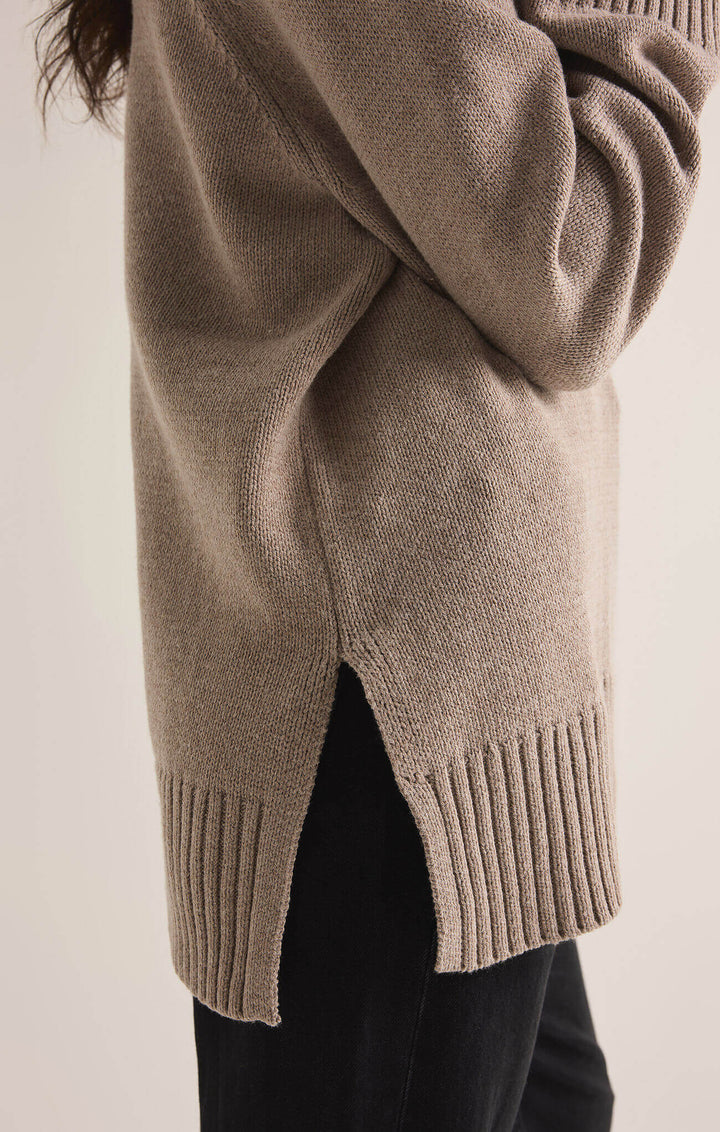 Z SUPPLY: Boulevard V-Neck Sweater - Heather Taupe