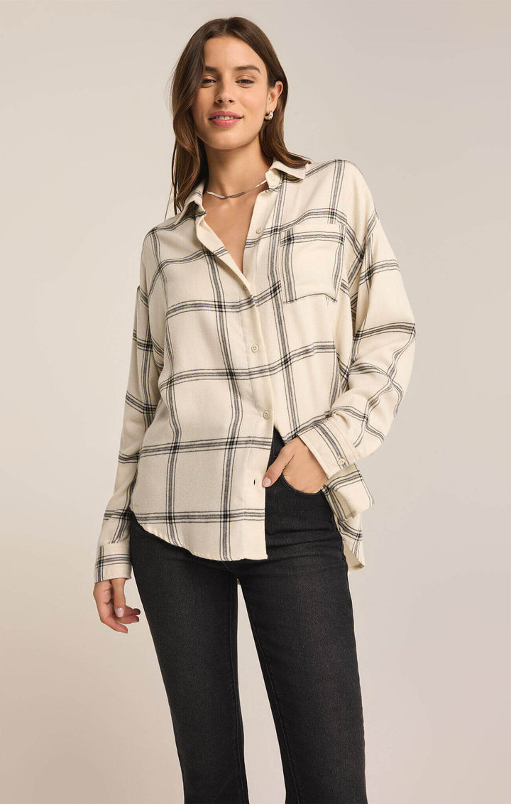 River Plaid Button-Up Shirt