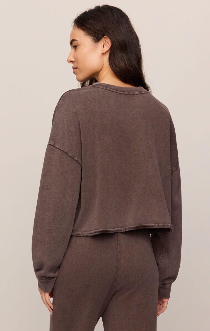 Z SUPPLY: Circuit Crew Neck Sweatshirt - Dark Chocolate